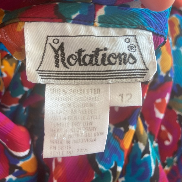 Vintage 80s Notations Short Sleeve Floral Button Up Blouse - Picture 5 of 6